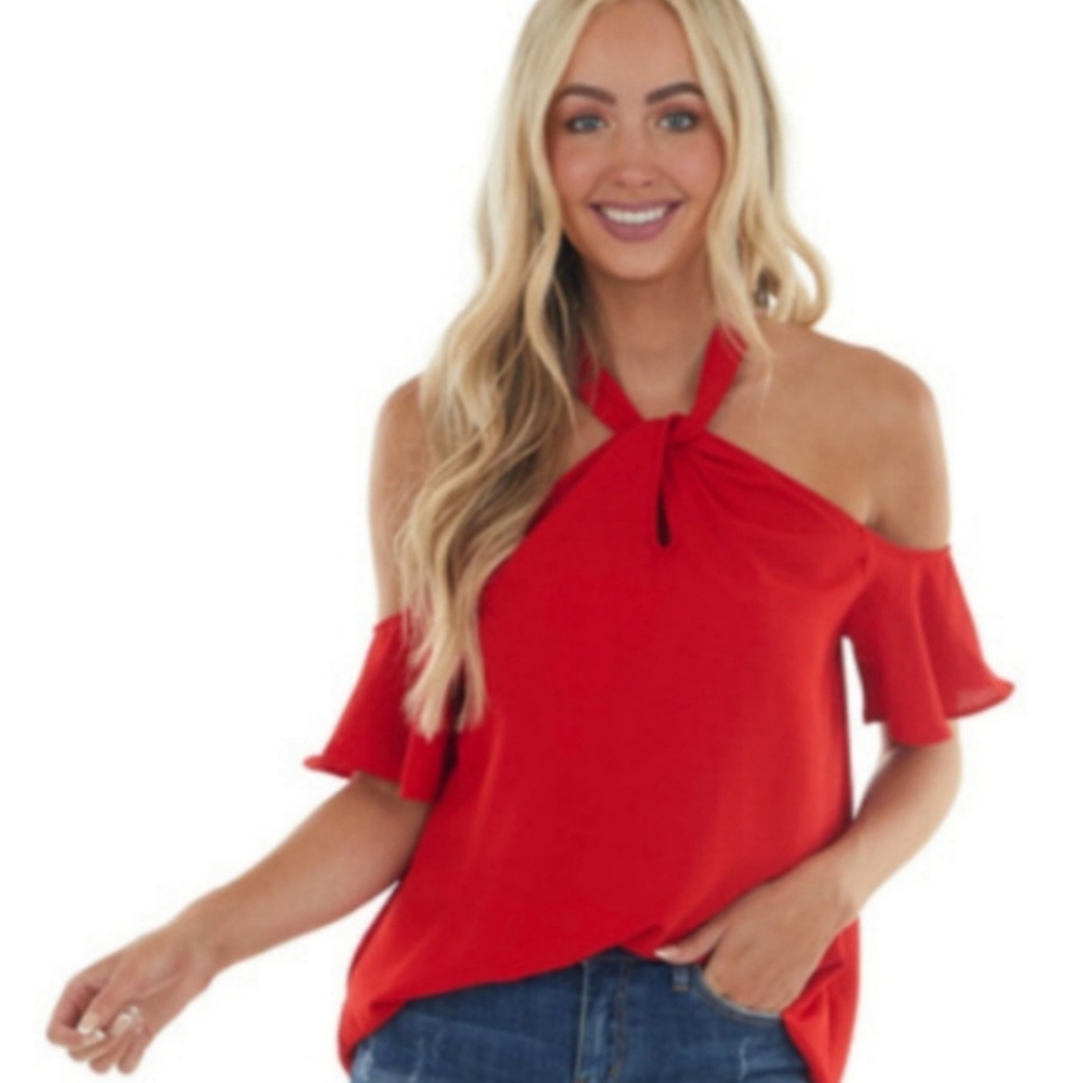 Woman's LIME LUSH COLD SHOULDER BLOUSE never worn